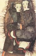 Egon Schiele Two Girls on Fringed Blanket (mk12) France oil painting artist